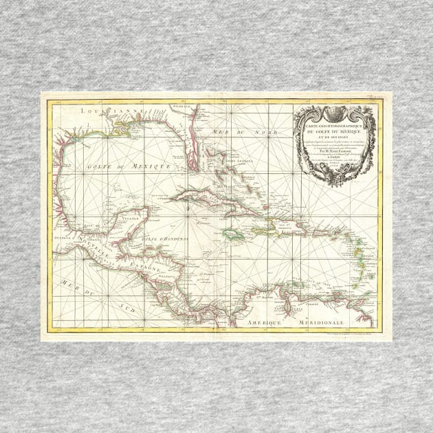 Vintage Map of The Caribbean (1762) by Bravuramedia